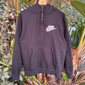 Nike x Supreme Half Zip Hoodie Black Embroidered Swoosh Mens M